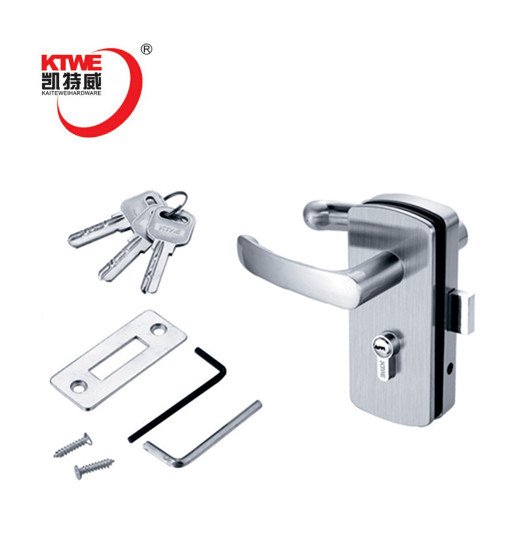 Stainless steel commercial tempered glass door lock